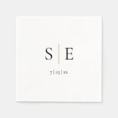 Serviette En Papier Élégant Mariage de Monogramme d'or noir (Devant)