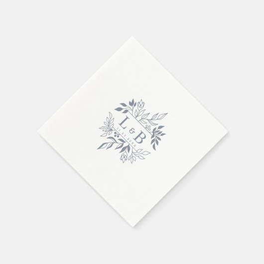 Serviette En Papier Élégant Mariage de monogramme en deux feuillages f (Coin)