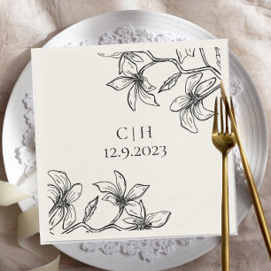 Serviette En Papier Élégant Mariage de monogramme floral