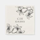 Serviette En Papier Élégant Mariage de monogramme floral (Devant)