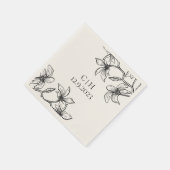 Serviette En Papier Élégant Mariage de monogramme floral (Coin)