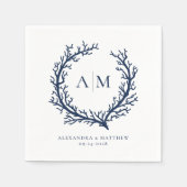 Serviette En Papier Élégant Mariage de Monogramme Nautique Plage (Devant)