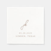 Serviette En Papier Élégant Mariage de Monogramme Neutre Terre (Devant)