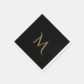 Serviette En Papier Élégant Mariage de monogramme noir (Coin)