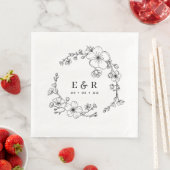 Serviette En Papier Élégant Mariage de monogramme noir et blanc (En situation)