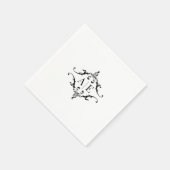Serviette En Papier Élégant Mariage de monogramme noir et blanc (Coin)