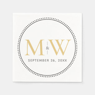 Serviette En Papier Élégant Mariage de Monogramme Or