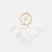 Serviette En Papier Élégant Mariage de Monogramme Or (Coin)