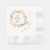 Serviette En Papier Élégant Mariage de Monogramme Or (Devant)