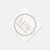 Serviette En Papier Élégant Mariage de monogramme rose (Coin)