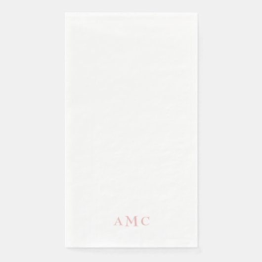 Serviette En Papier Élégant Mariage de monogramme rose/blanc (Devant)
