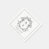 Serviette En Papier Élégant Mariage de monographie baroque (Coin)