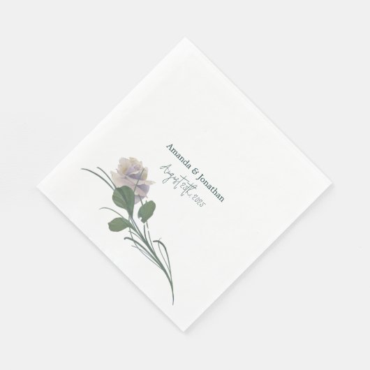 Serviette En Papier Élégant Mariage de monographie de fleur de champ (Coin)