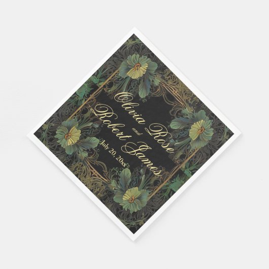 Serviette En Papier Élégant mariage de moody botanique victorienne (Coin)