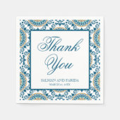 Serviette En Papier Élégant Mariage de mosaïque bleu persan (Devant)