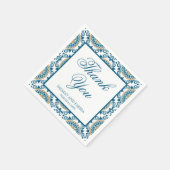 Serviette En Papier Élégant Mariage de mosaïque bleu persan (Coin)