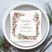 Serviette En Papier Élégant Mariage de Noël Botanique d'hiver