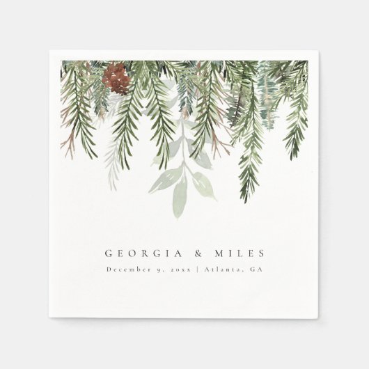 Serviette En Papier Élégant Mariage de Noël personnalisé (Devant)