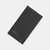 Serviette En Papier Élégant Mariage de noms de couple noir et blanc (Coin)