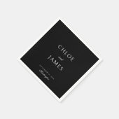 Serviette En Papier Élégant Mariage de Noms Noirs Classique (Coin)