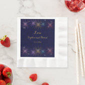 Serviette En Papier Élégant Mariage de Parties scintillant bleu Gold F (En situation)