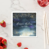 Serviette En Papier Élégant Mariage de Parties scintillant d'or de la  (En situation)