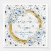 Serviette En Papier Élégant Mariage de Parties scintillant en or bleu  (Devant)