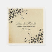 Serviette En Papier Élégant Mariage de perles d'antiquité (Devant)