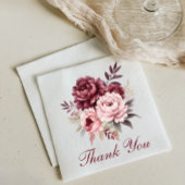 Serviette En Papier Élégant Mariage de pivoine d'aquarelle bordeaux fl