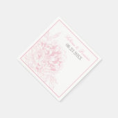 Serviette En Papier Élégant Mariage de pivoine rose gris floral (Coin)
