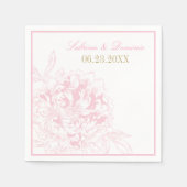 Serviette En Papier Élégant Mariage de pivoine rose or (Devant)