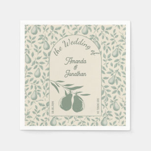 Serviette En Papier Élégant Mariage de poire verte