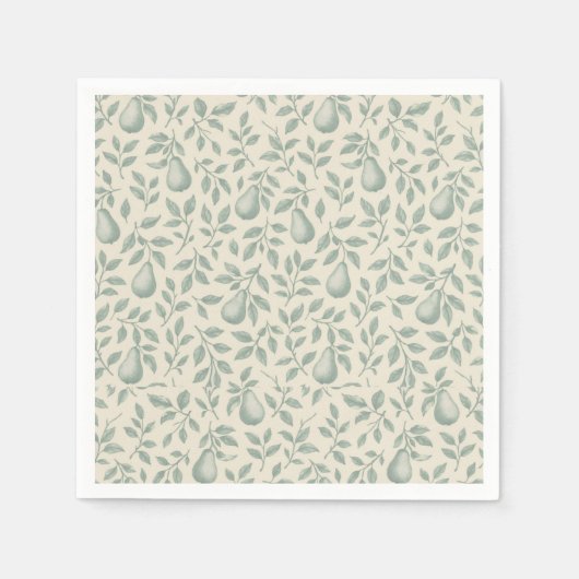 Serviette En Papier Élégant Mariage de poire verte (Devant)