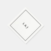 Serviette En Papier Élégant Mariage de script classique noir et blanc (Coin)