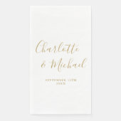 Serviette En Papier Élégant Mariage de script de signature or (Devant)