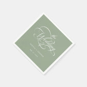 Serviette En Papier Élégant Mariage de script élégant Sage Vert (Coin)