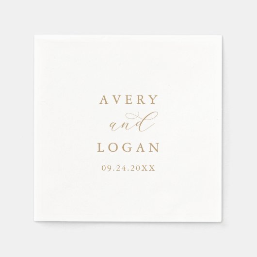 Serviette En Papier Élégant Mariage de script or Napkins (Devant)