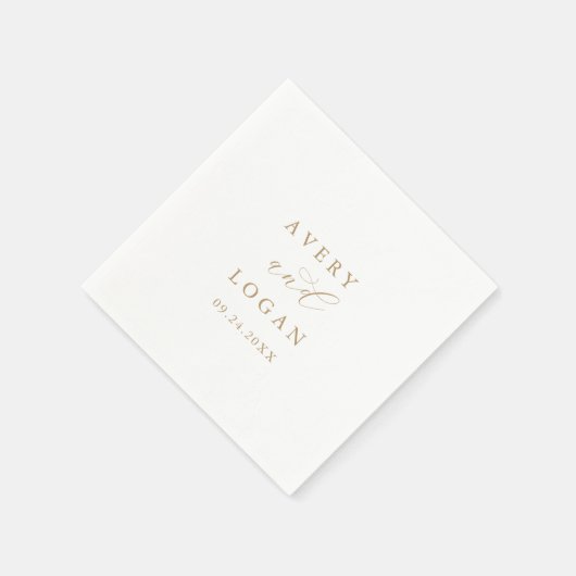 Serviette En Papier Élégant Mariage de script or Napkins (Coin)