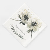 Serviette En Papier Élégant Mariage de tige Eucalyptus Anémones Blanch (Coin)