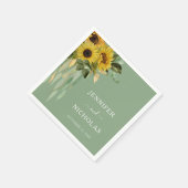 Serviette En Papier Élégant Mariage de tournesols verts (Coin)