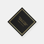 Serviette En Papier Elégant Mariage de trame Black Gold Personnalisé (Coin)