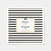 Serviette En Papier Élégant Mariage de trame en or noir blanc (Devant)