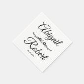 Serviette En Papier Élégant mariage de typographie noir et blanc (Coin)