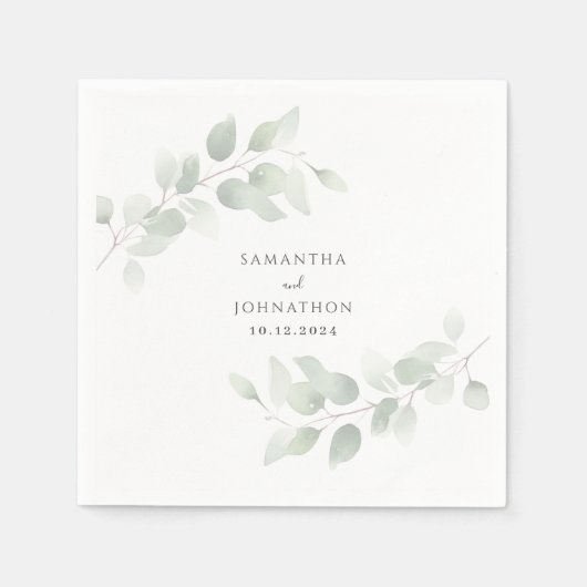 Serviette En Papier Elégant Mariage de verdure Eucalyptus (Devant)