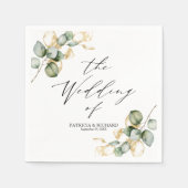 Serviette En Papier Elégant Mariage de verdure or (Devant)