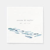 Serviette En Papier Elégant Mariage d'eau bleu côtier (Devant)