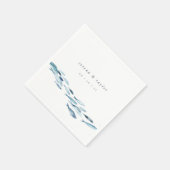 Serviette En Papier Elégant Mariage d'eau bleu côtier (Coin)