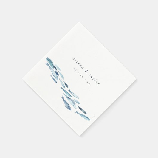 Serviette En Papier Elégant Mariage d'eau bleu côtier (Coin)