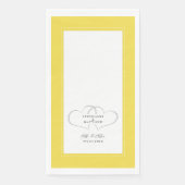 Serviette En Papier Elégant Mariage des Coeurs M & Mme Jaune Gris Blan (Devant)