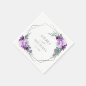 Serviette En Papier Elégant Mariage d'Eucalyptus Floral Argent & Viole (Coin)
